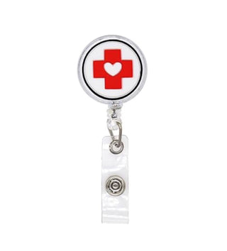 Retractable Badge Holder - Heart With Cross image 0