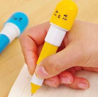 Pill shaped pen (Blue Ink) - Yellow image