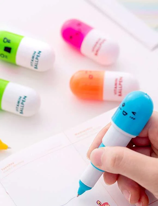 Pill shaped pen (Blue Ink) image 1